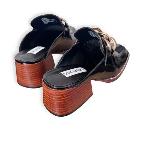 Steve Madden Women's Lorie Mule: Vegan Leather Slip-On Heeled Mule, SZ 6.5 Chain - Picture 7 of 16